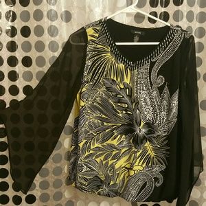 Alfani Womens Blouse Size S Black and White Floral